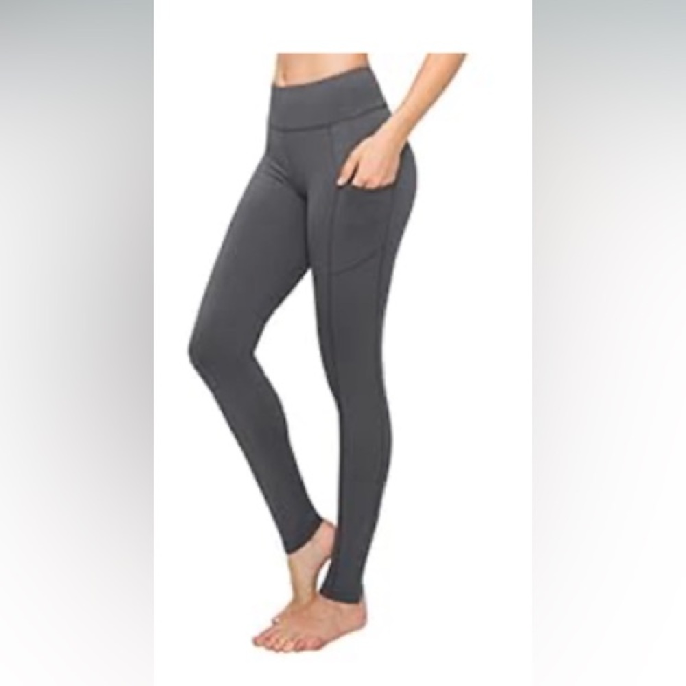 SATINA High Waisted Leggings Gray with side pockets